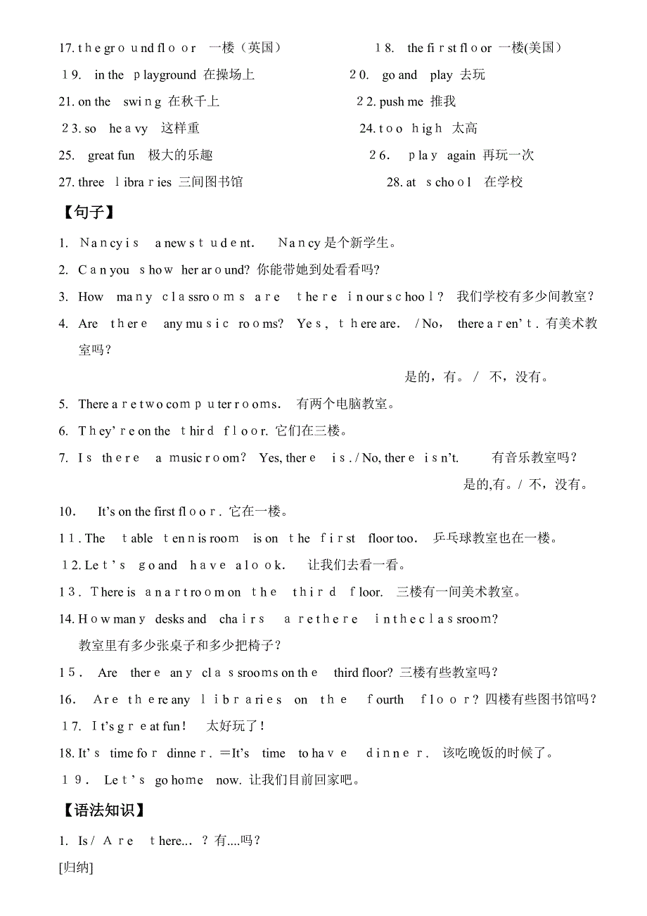 五年级英语(上册)各单元知识梳理_第4页