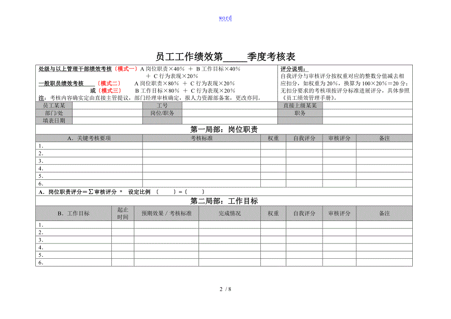 波导公司管理系统绩效考核表_第2页