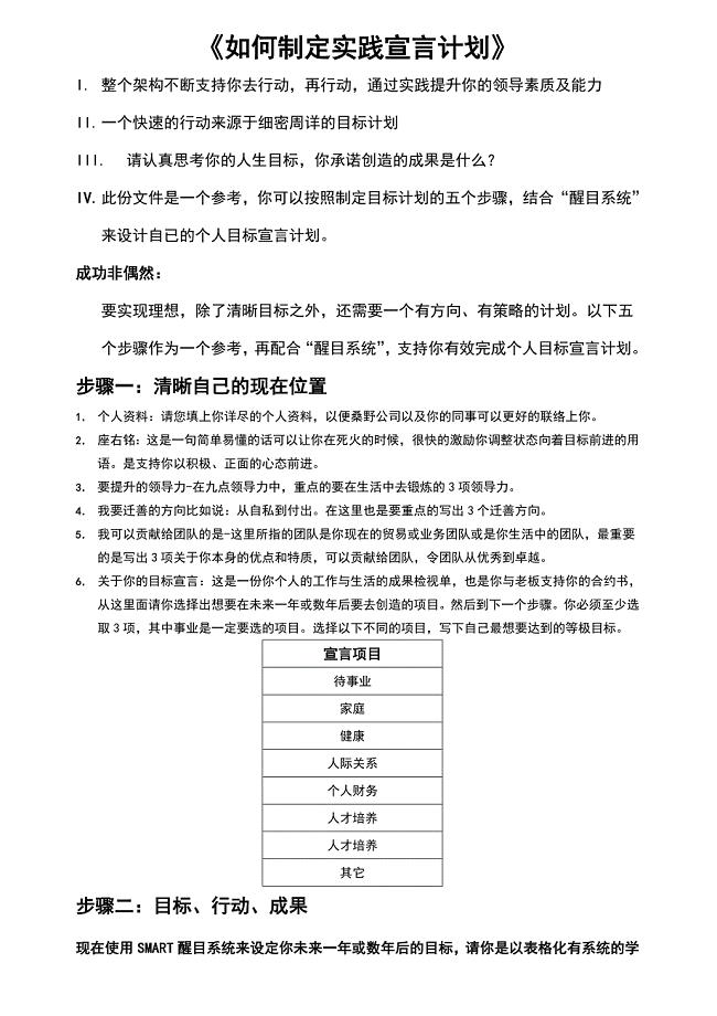 教练管理-如何制定个人实践宣言计划