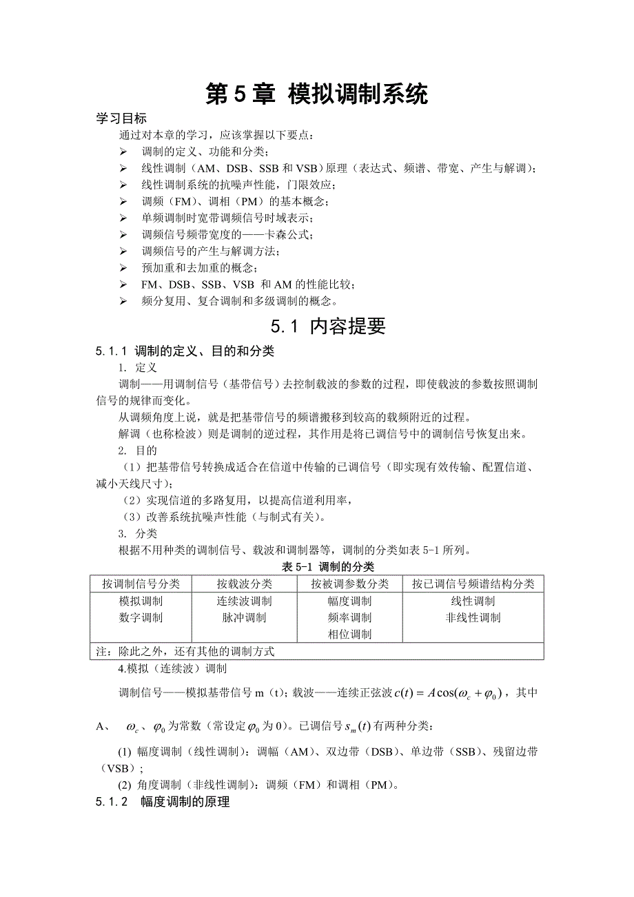 第5章 模拟调制系统学习要点及习题解答_第1页