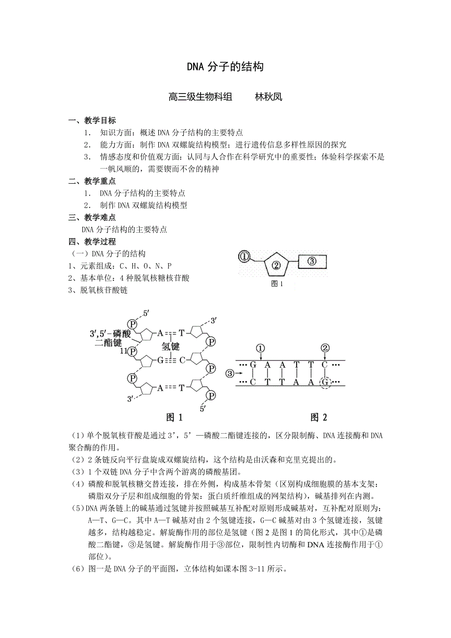 优秀教案打印DNA分子的结构的教案_第1页