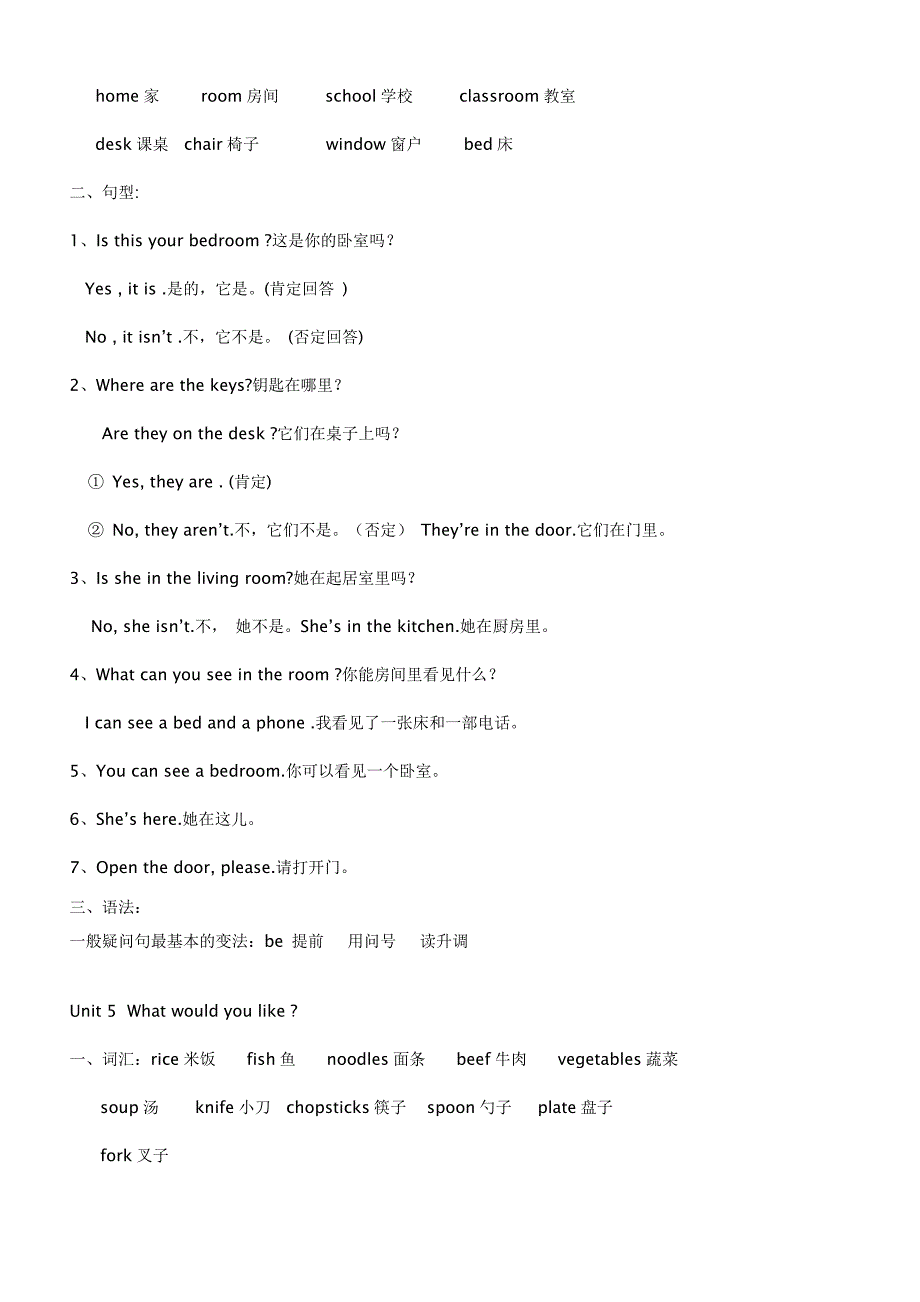 小学四年级上册英语知识点归纳整理_第4页