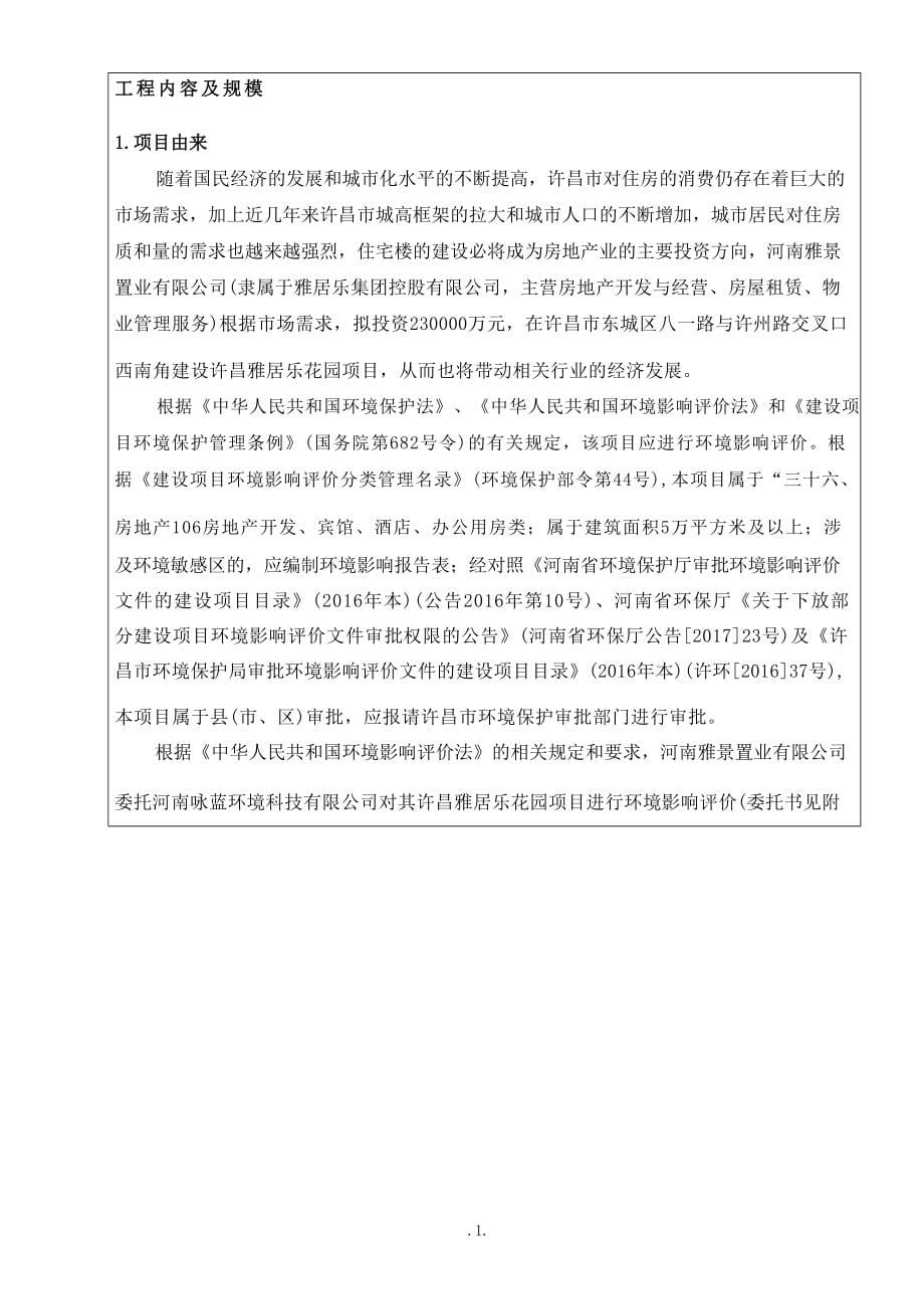 河南雅景置业有限公司许昌雅居乐花园项目环境影响报告表.docx_第5页