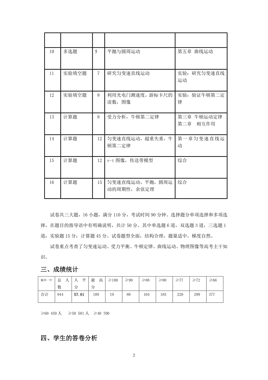 2016届高三金太阳联考物理学科质量分析_第2页