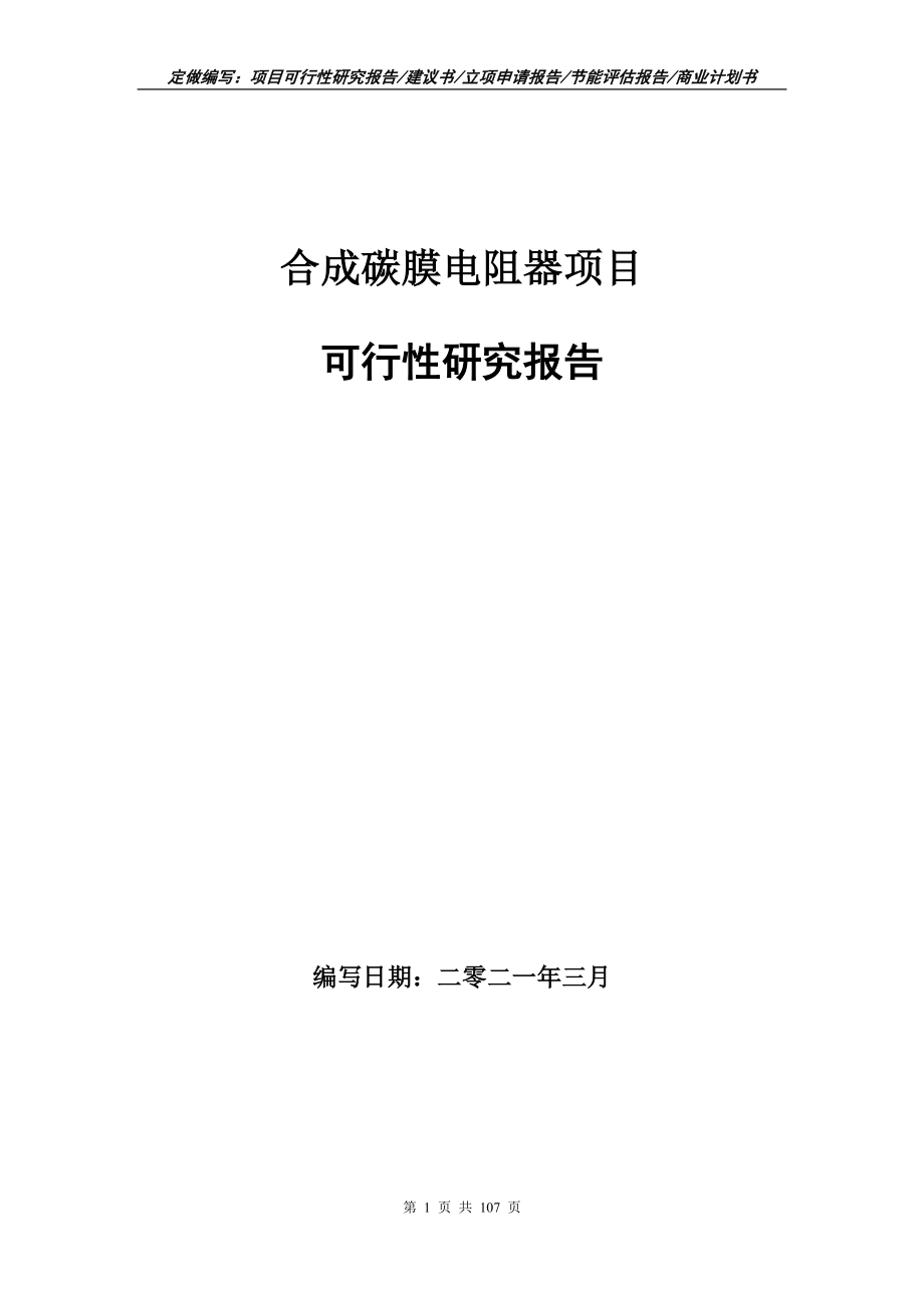 合成碳膜电阻器项目可行性研究报告写作范本_第1页