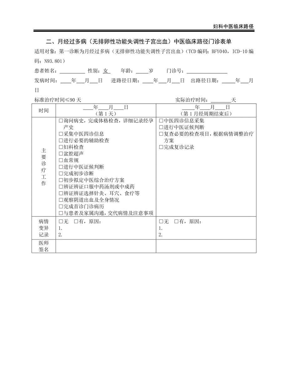 妇科 月经过多病（无排卵性功能失调性子宫出血）中医临床路径（试行版2017）_第3页