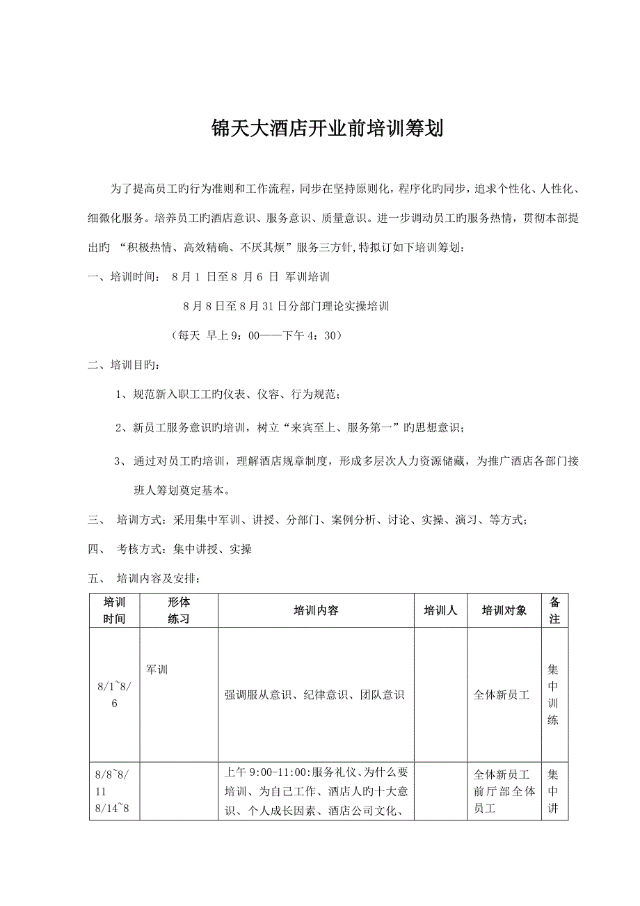 开业前培训综合计划_第1页