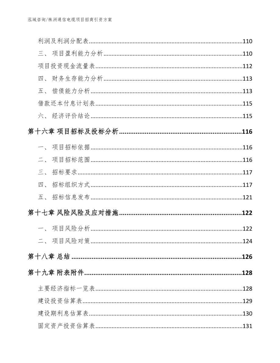 株洲通信电缆项目招商引资方案_第5页