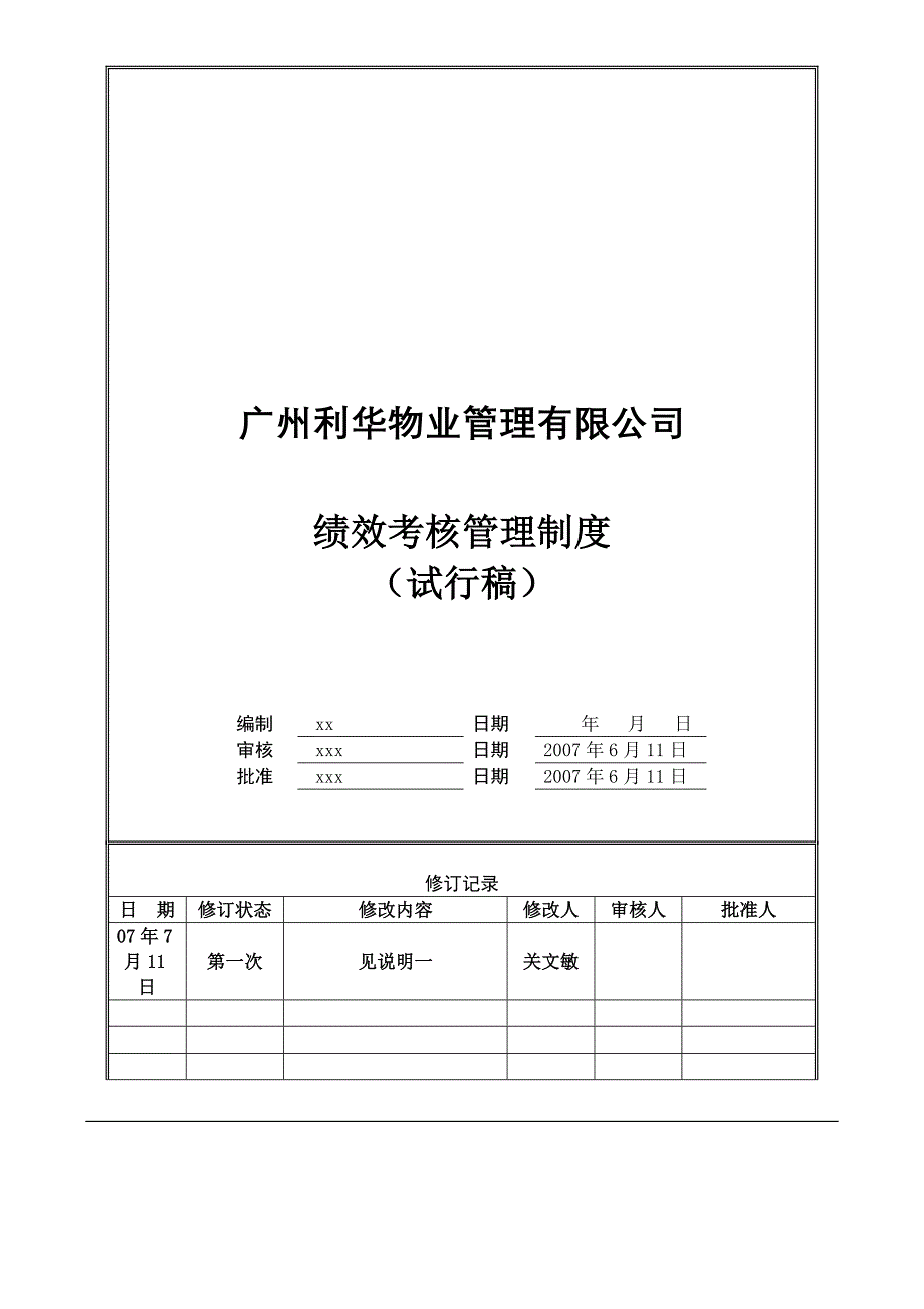 东利华物业集团绩效考核管理制度14P_第1页