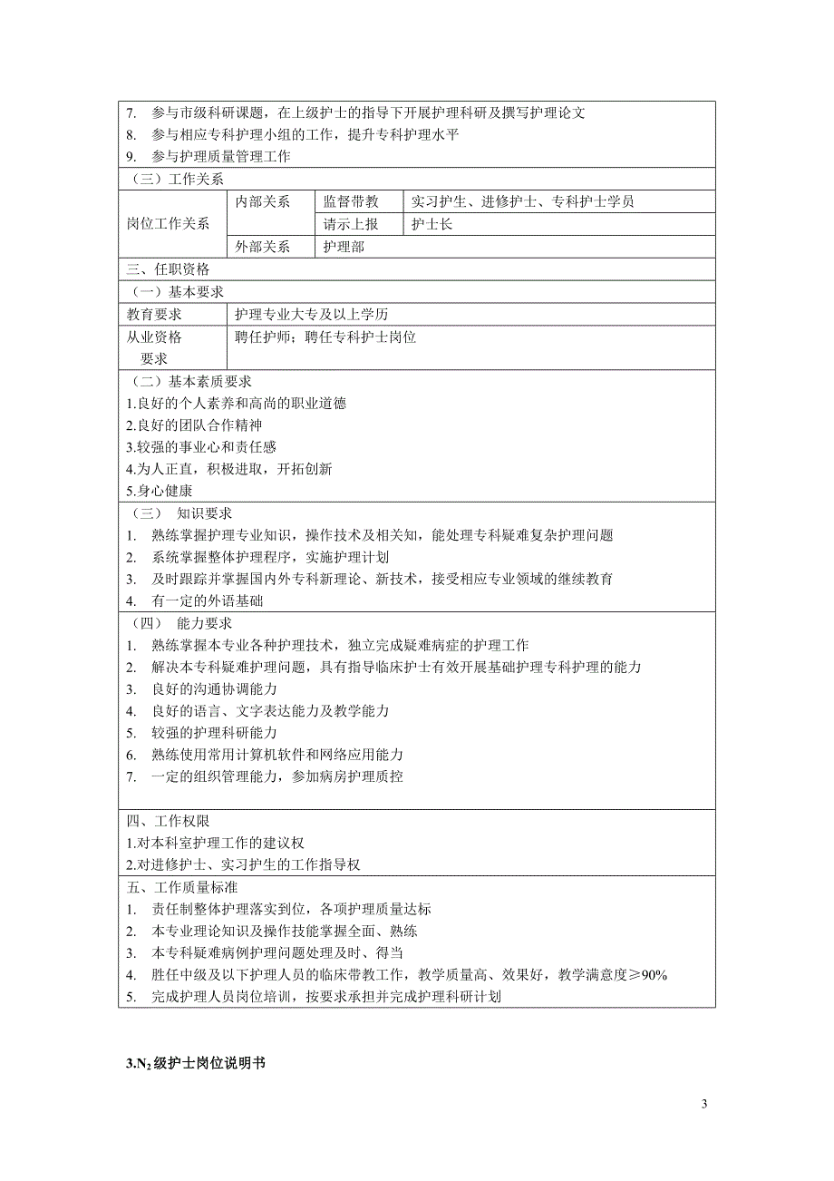 骨科护理岗位说明书.doc_第3页