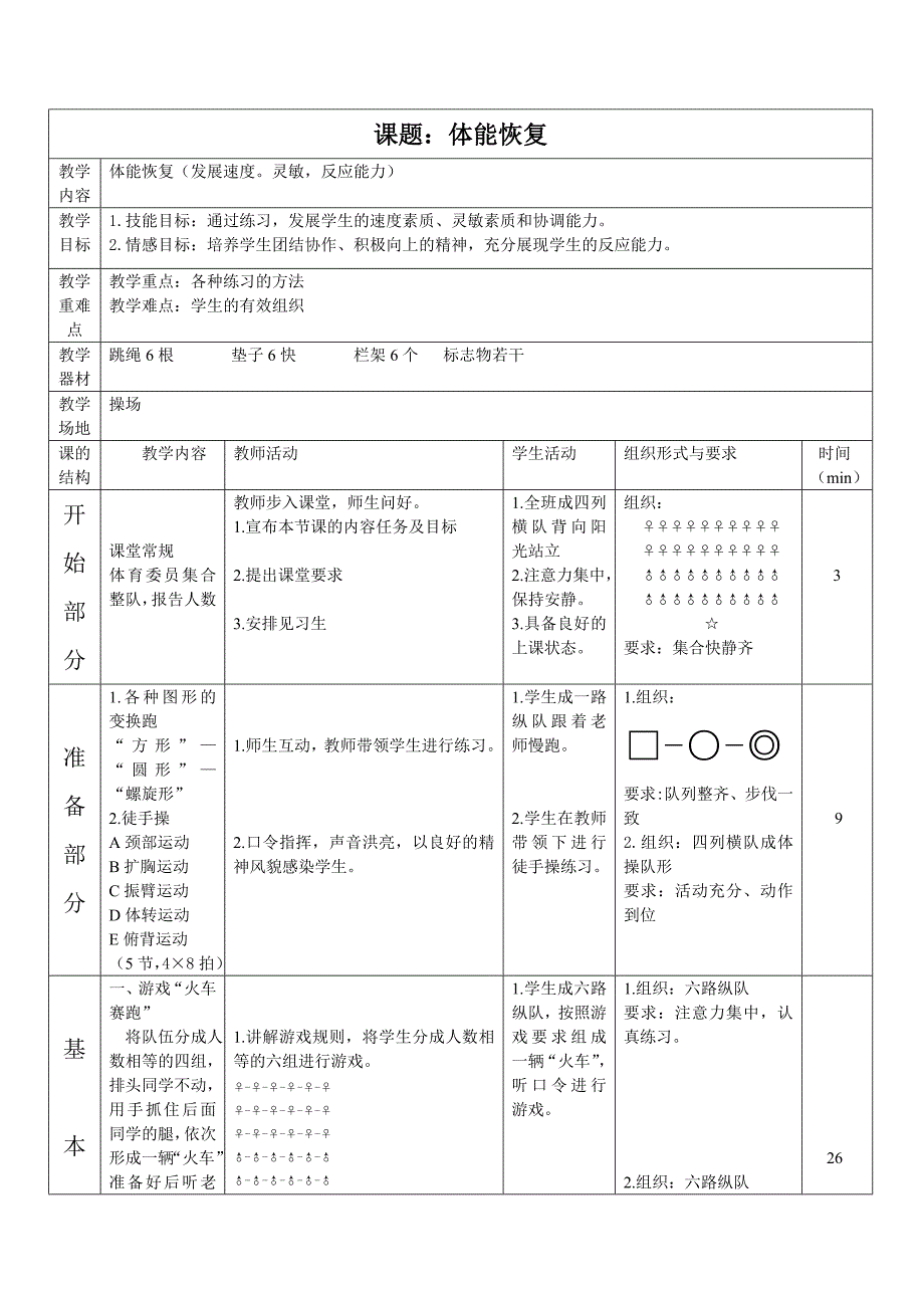 体育课教案体能恢复_第1页