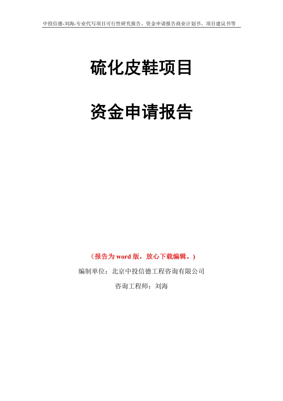 硫化皮鞋项目资金申请报告写作模板代写_第1页