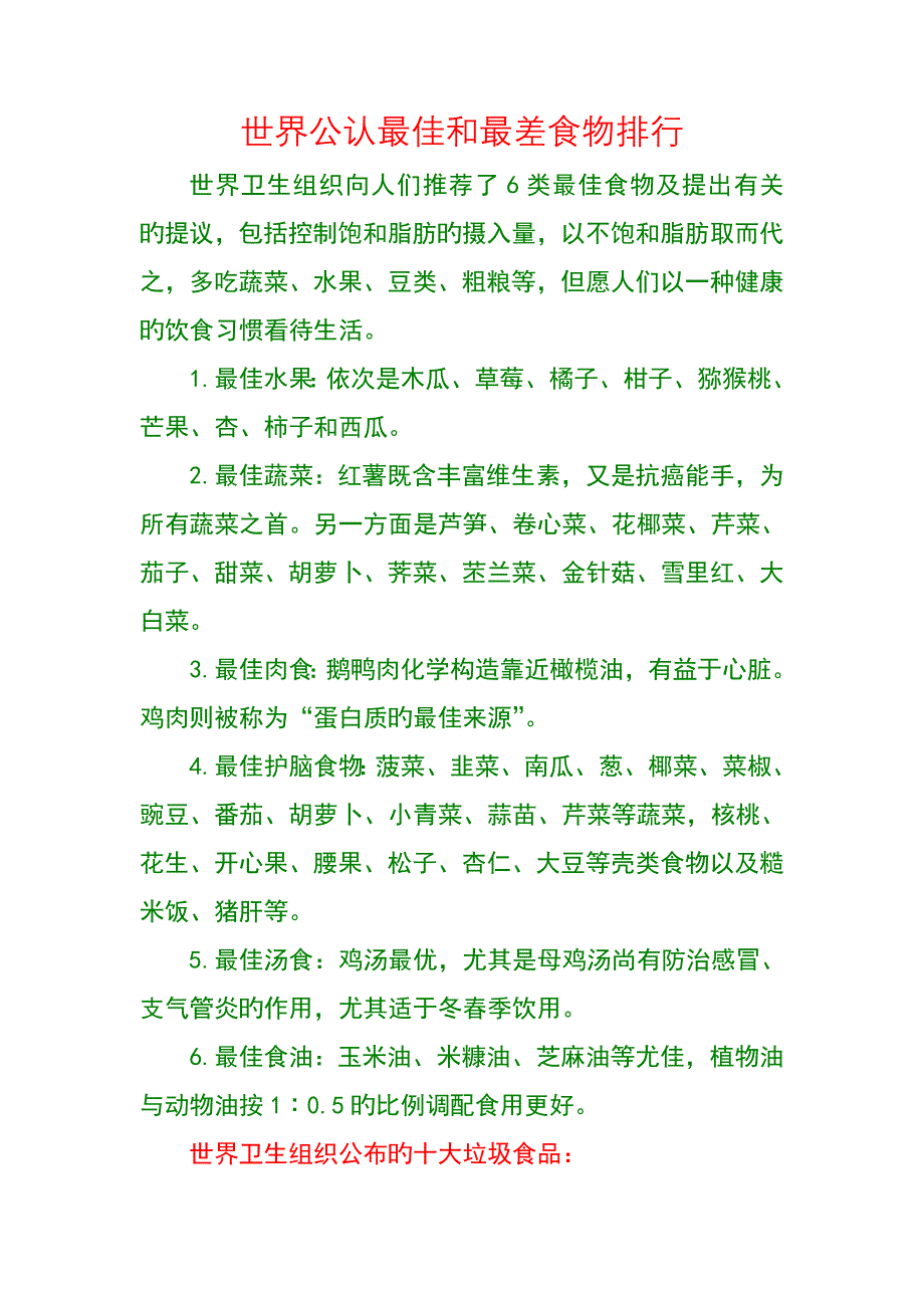 世界公认最佳及最差食物排行_第1页