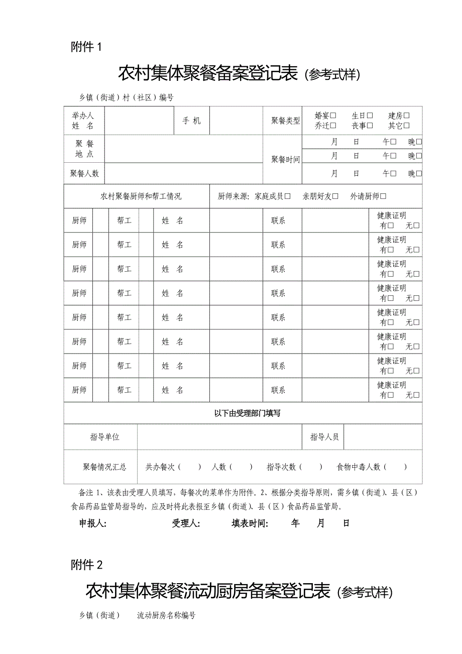 农村集体聚餐备案登记表优质资料_第2页