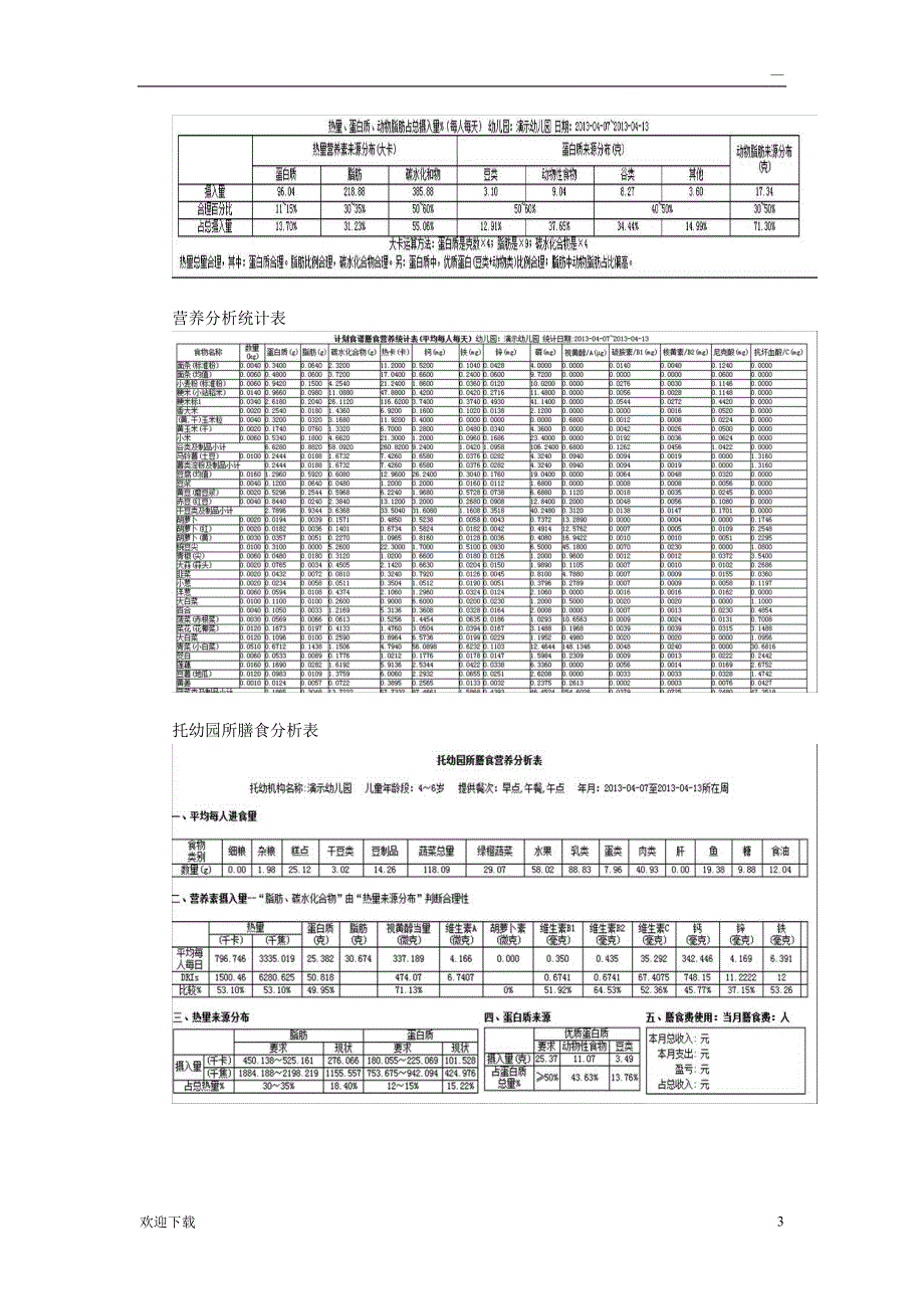 幼儿园膳食分析营养计算方法及步骤_第3页