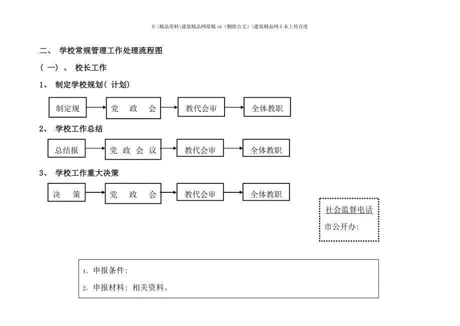 学校常规管理工作处理流程图