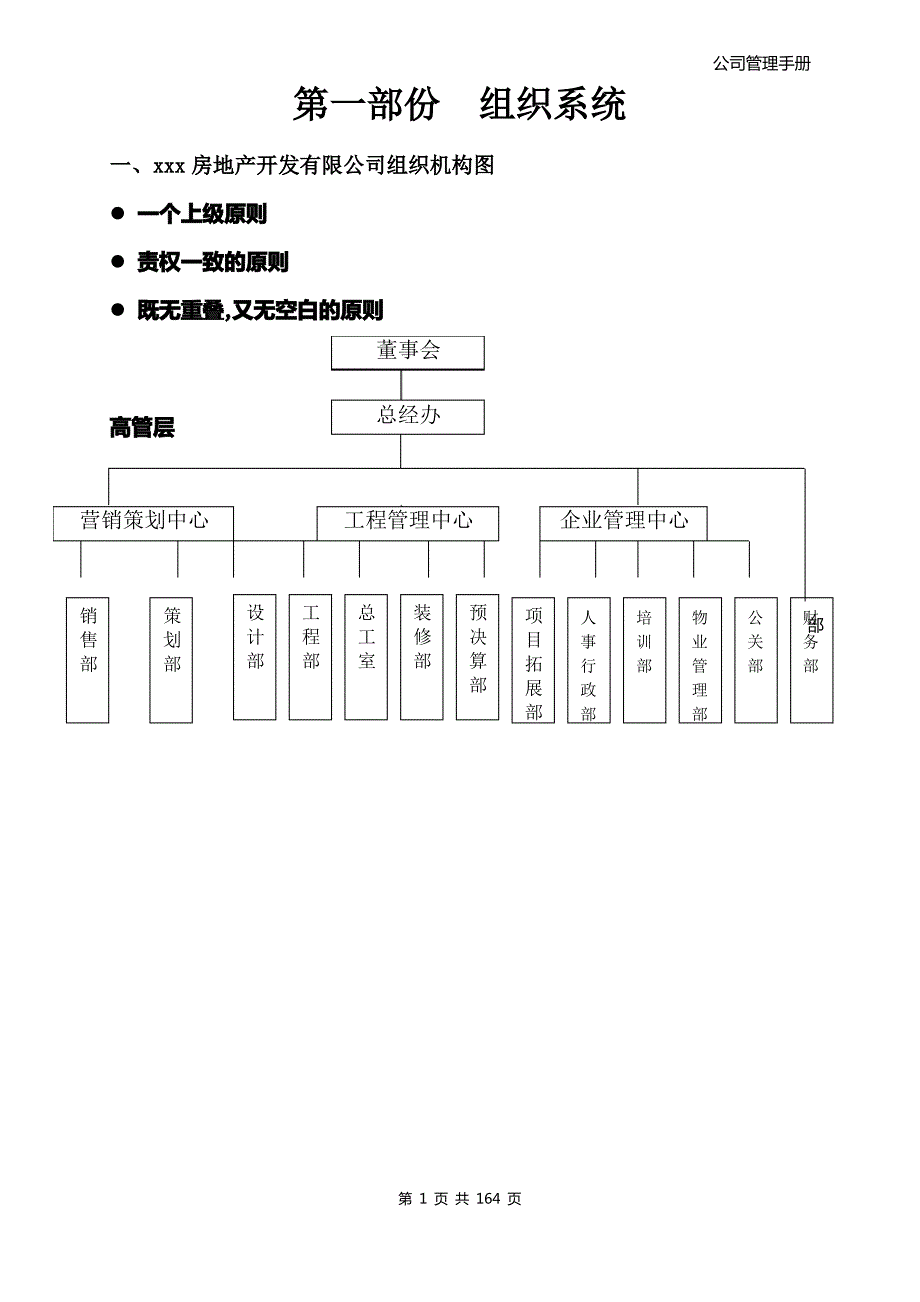 XX房地产公司组织架构和管理_第1页