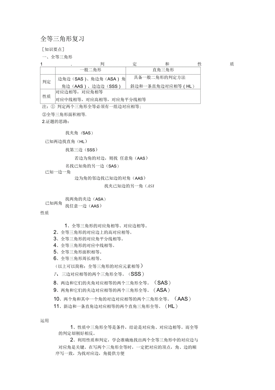 全等三角形知识总结和经典例题_第1页