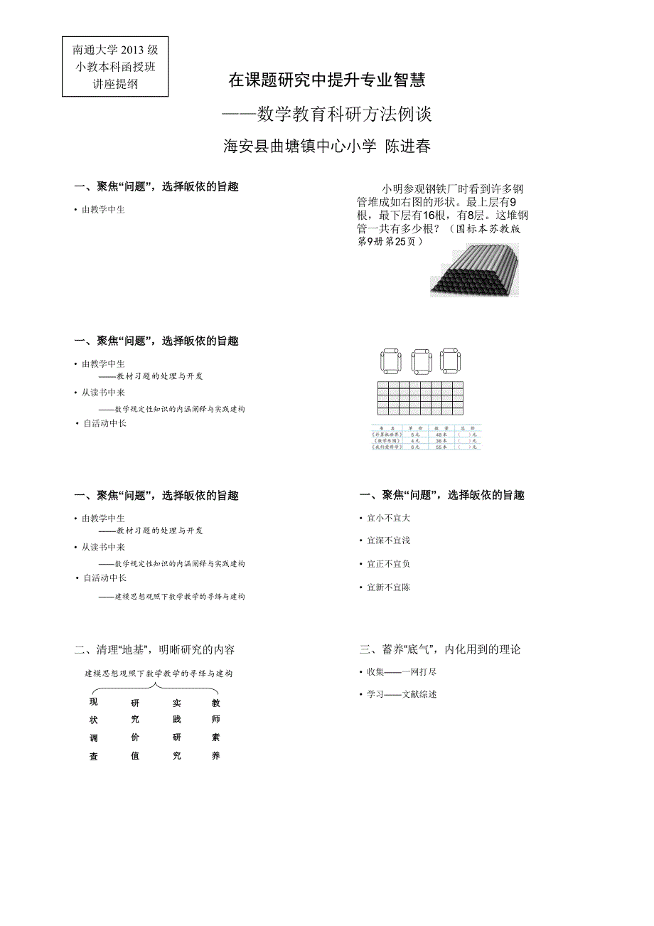 在课题研究中提升专业智慧-数学教育科研方法例谈讲座纲要.doc_第1页