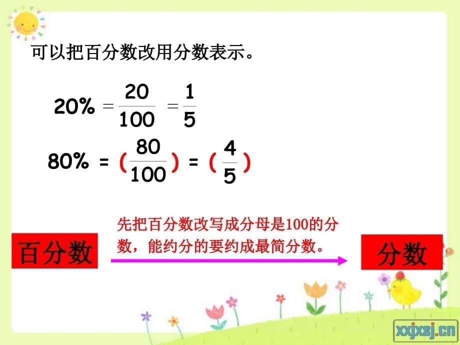 人教版六年级数学上册第五单元第三课时百分数与分数的互化例3例42_第5页