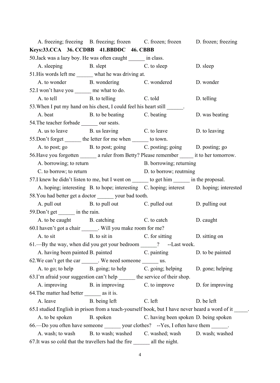 非谓语动词专项练习_第4页