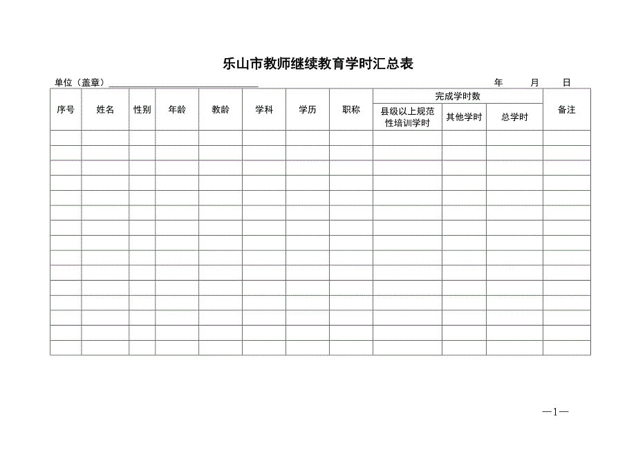 继续教育登记表和学时汇总表_第2页