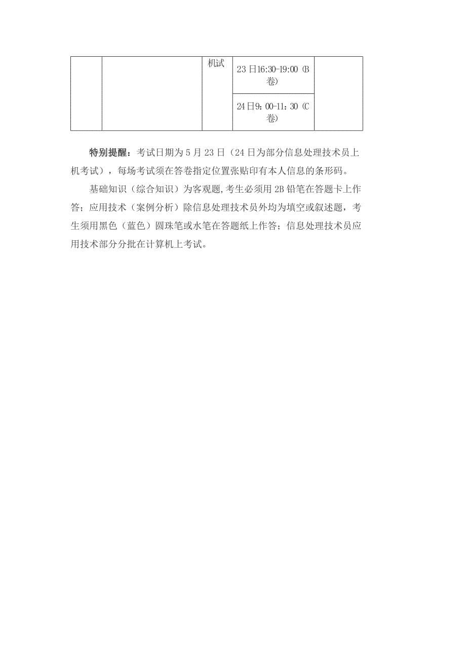 2015年上半年全国计算机技术与软件专业技术资格(水平)考试简章_第5页