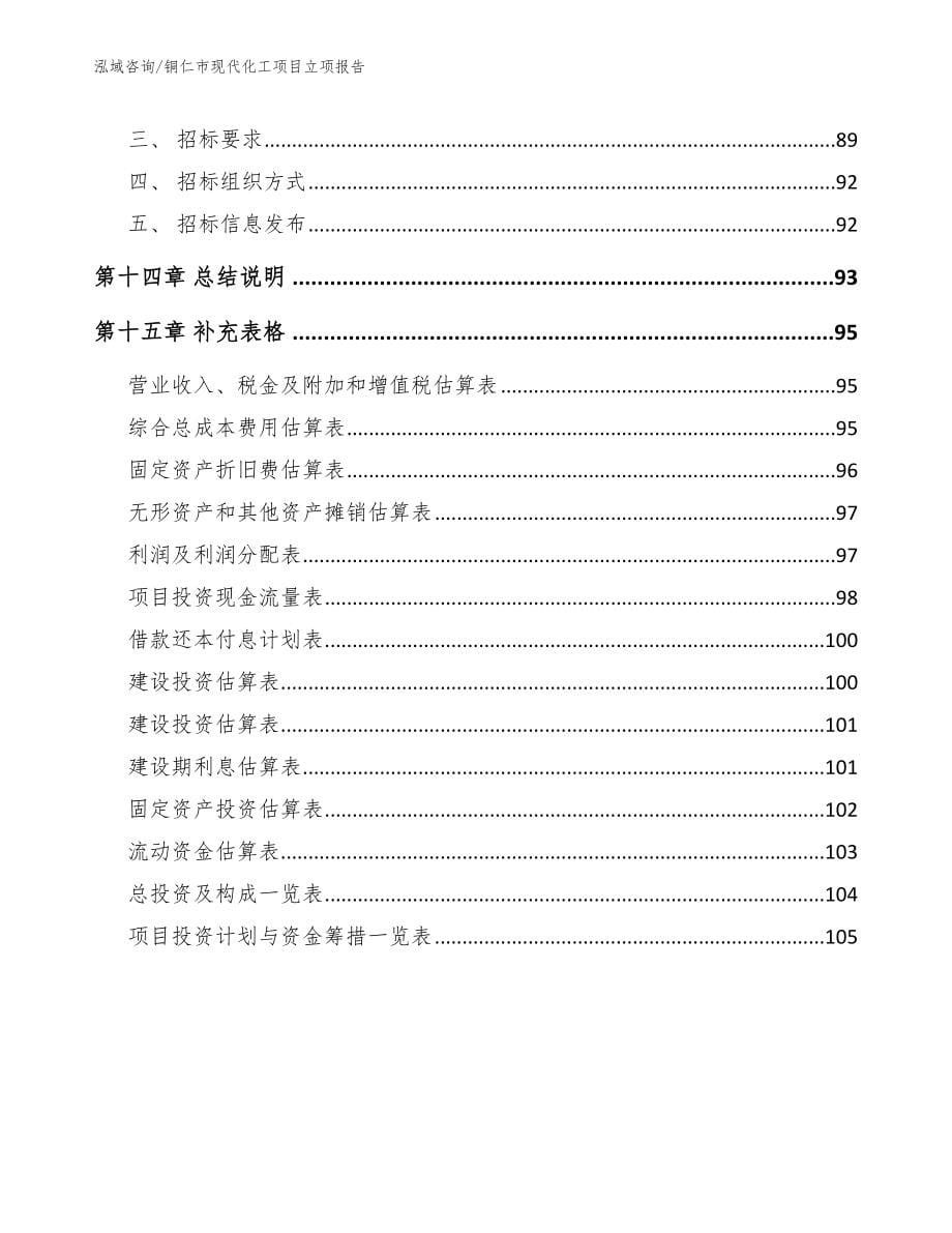 铜仁市现代化工项目立项报告（范文）_第5页