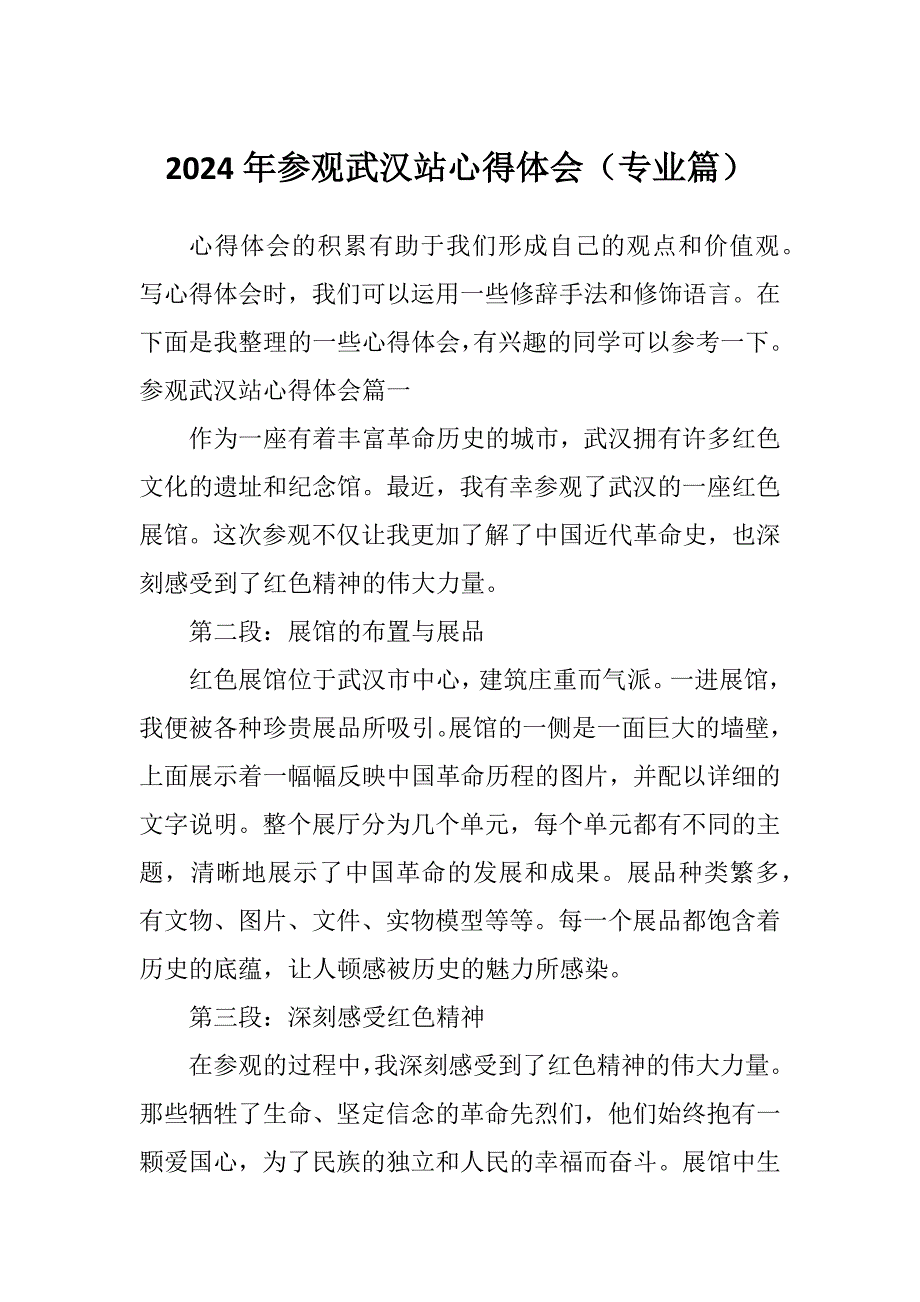 2024年参观武汉站心得体会（专业篇）_第1页