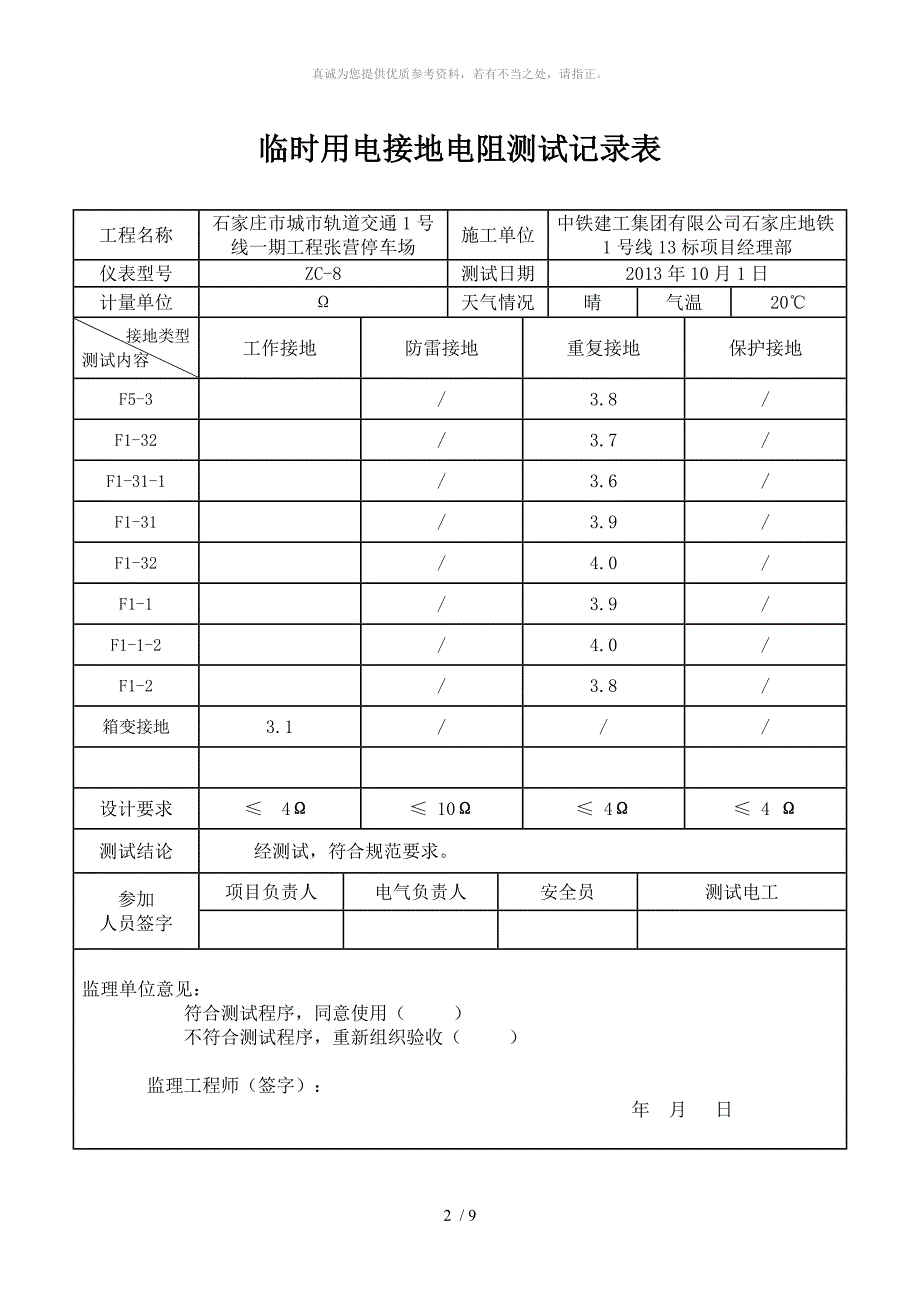 临时用电接地电阻测试记录表_第2页