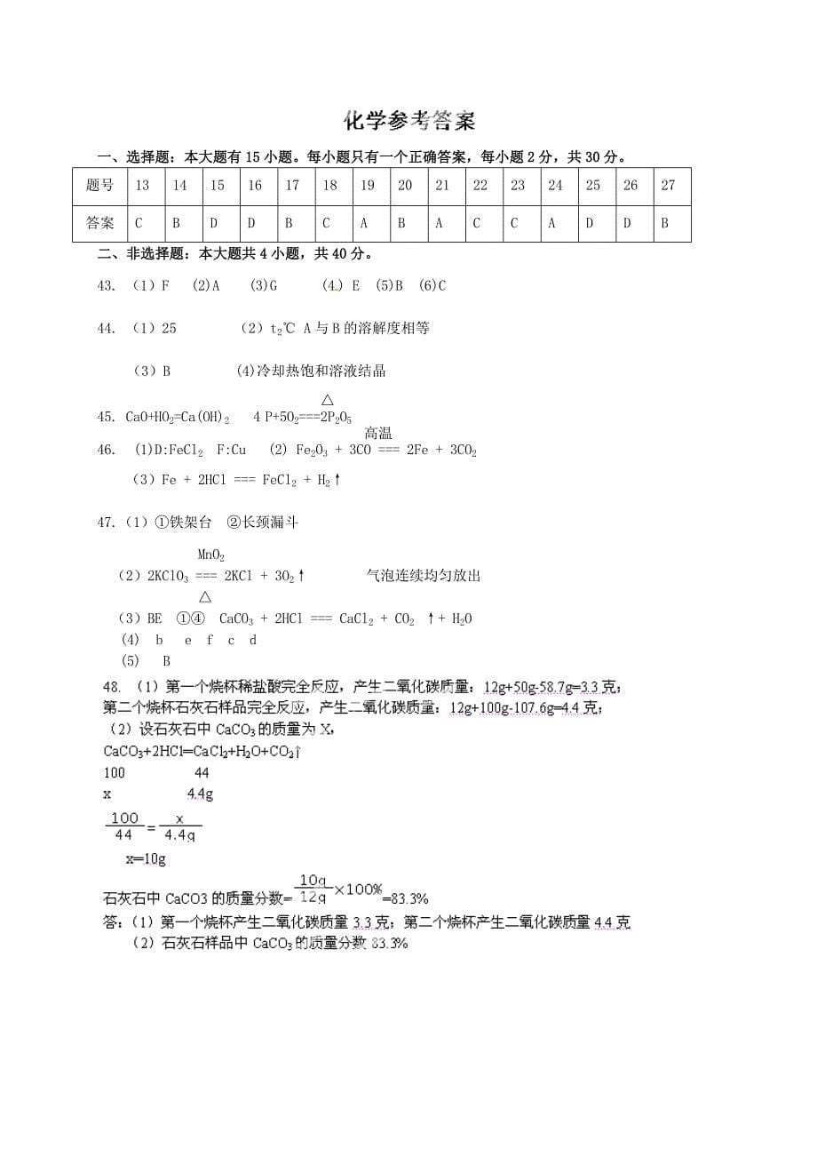 九年级化学下学期第一次调研考试试题新人教版_第5页