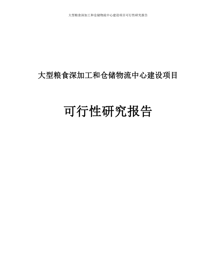 大型粮食深加工与仓储物流中心建设项目可行性研究报告_第1页