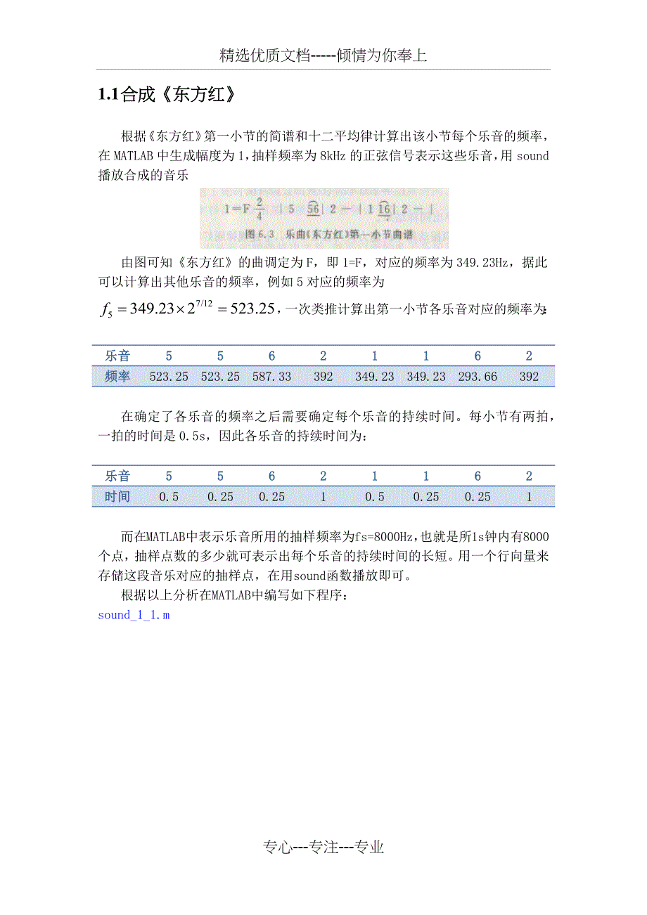 Matlab音乐合成实验报告(共22页)_第2页