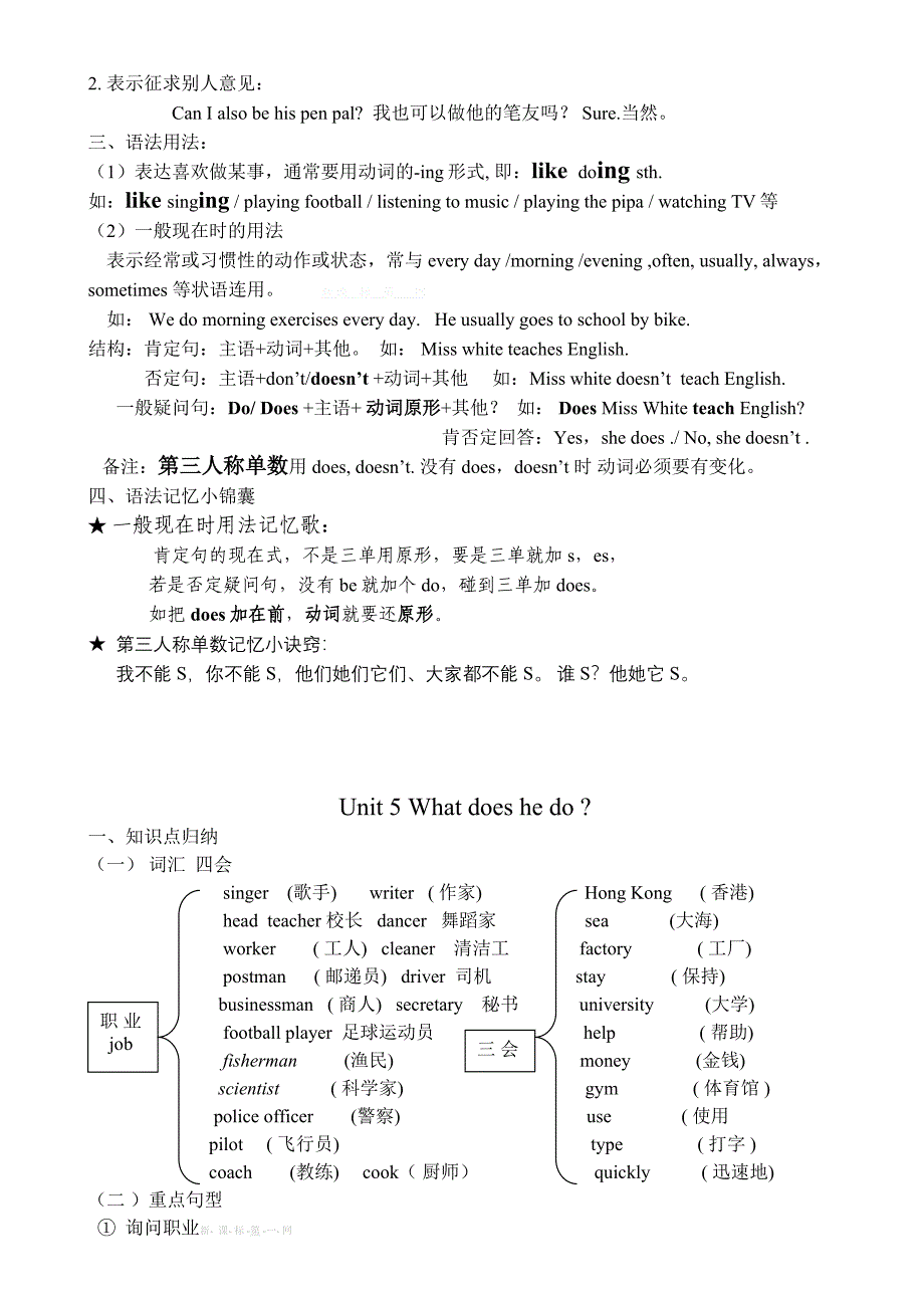 2023年新版六年级英语PEP上册知识点总结_第4页