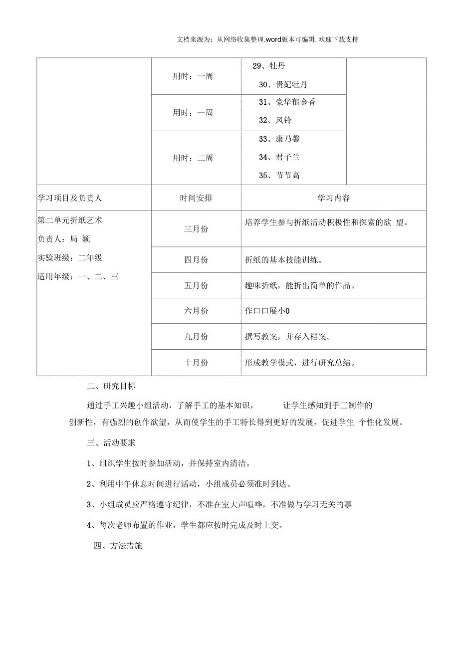 农村小学手工制作校本教材的研究课题实施方案_第4页