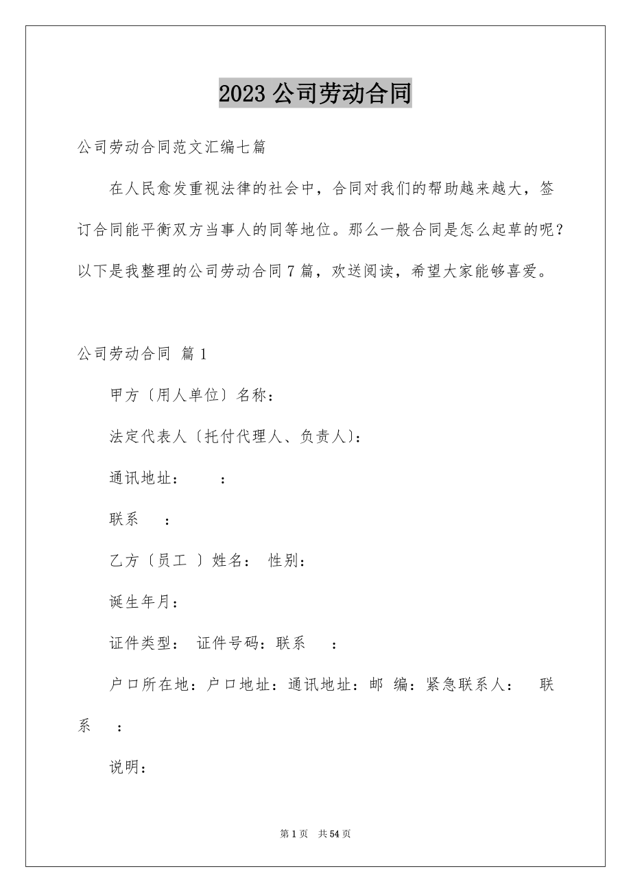 2023年公司劳动合同164.docx_第1页