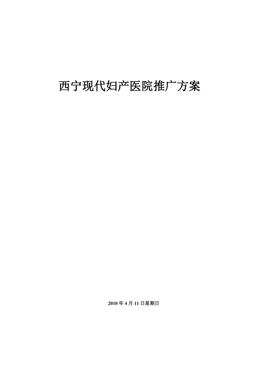 西宁现代妇产医院推广方案(提案)0.doc_第1页