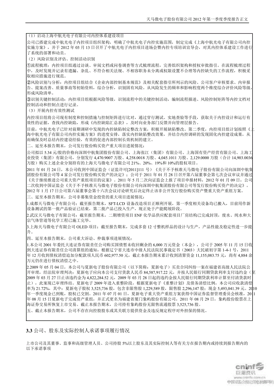 深天马Ａ：第一季度报告正文_第4页