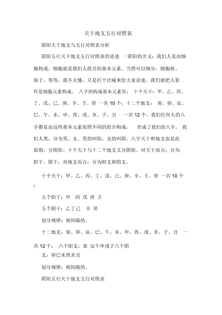 天干地支五行对照表_第1页