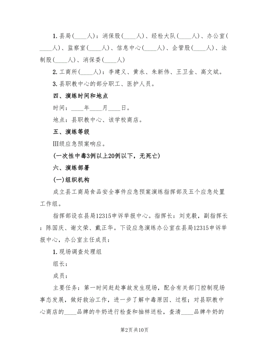 2022年村镇食品安全隐患应急预案_第2页