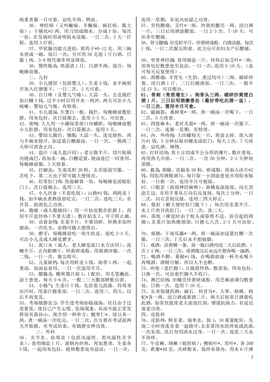 值得收藏的146条经典民间食疗偏方.doc_第2页