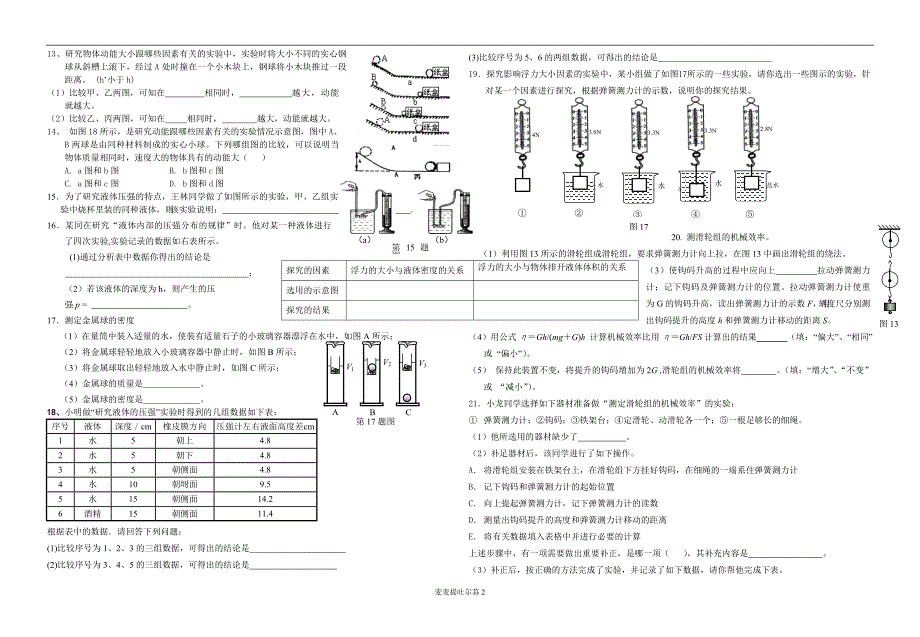 初中物理实验题专题训练_第2页