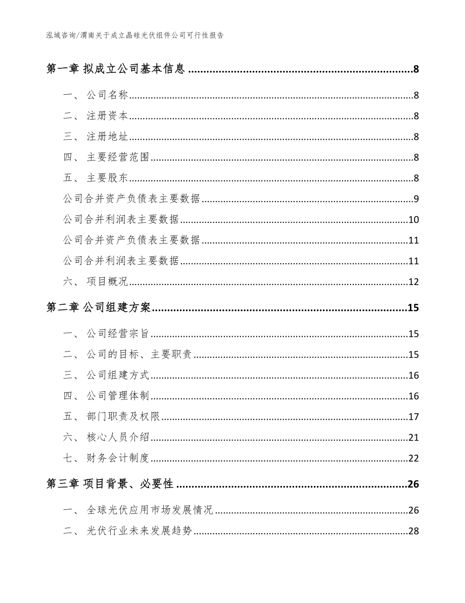 渭南关于成立晶硅光伏组件公司可行性报告（参考模板）_第3页