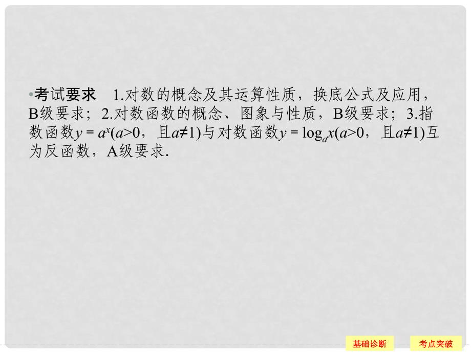 高考数学一轮复习 第二章 函数概念与基本初等函数I 2.6 对数与对数函数课件 文_第2页