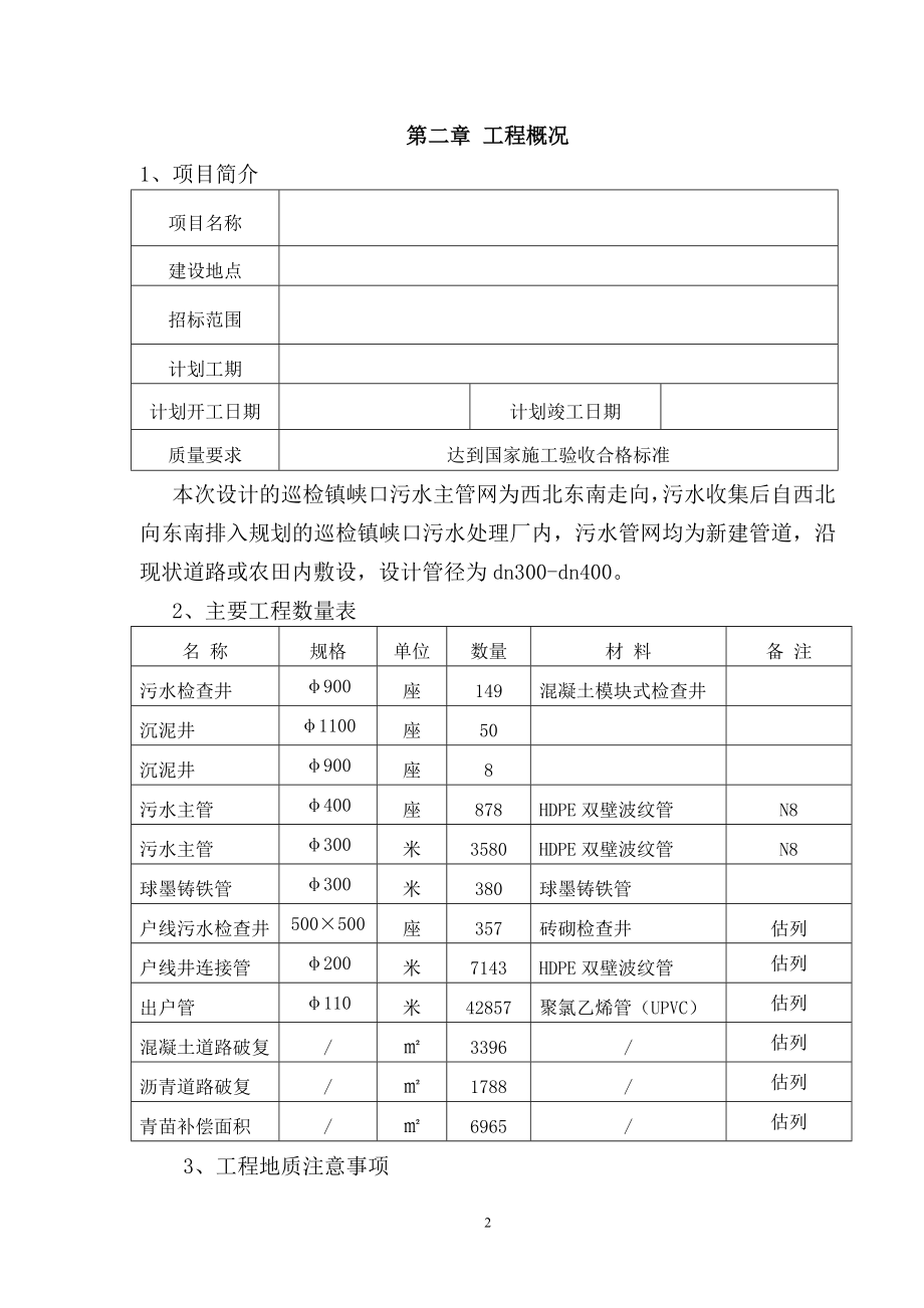 污水收集工程管网施工组织设计方案范本_第2页