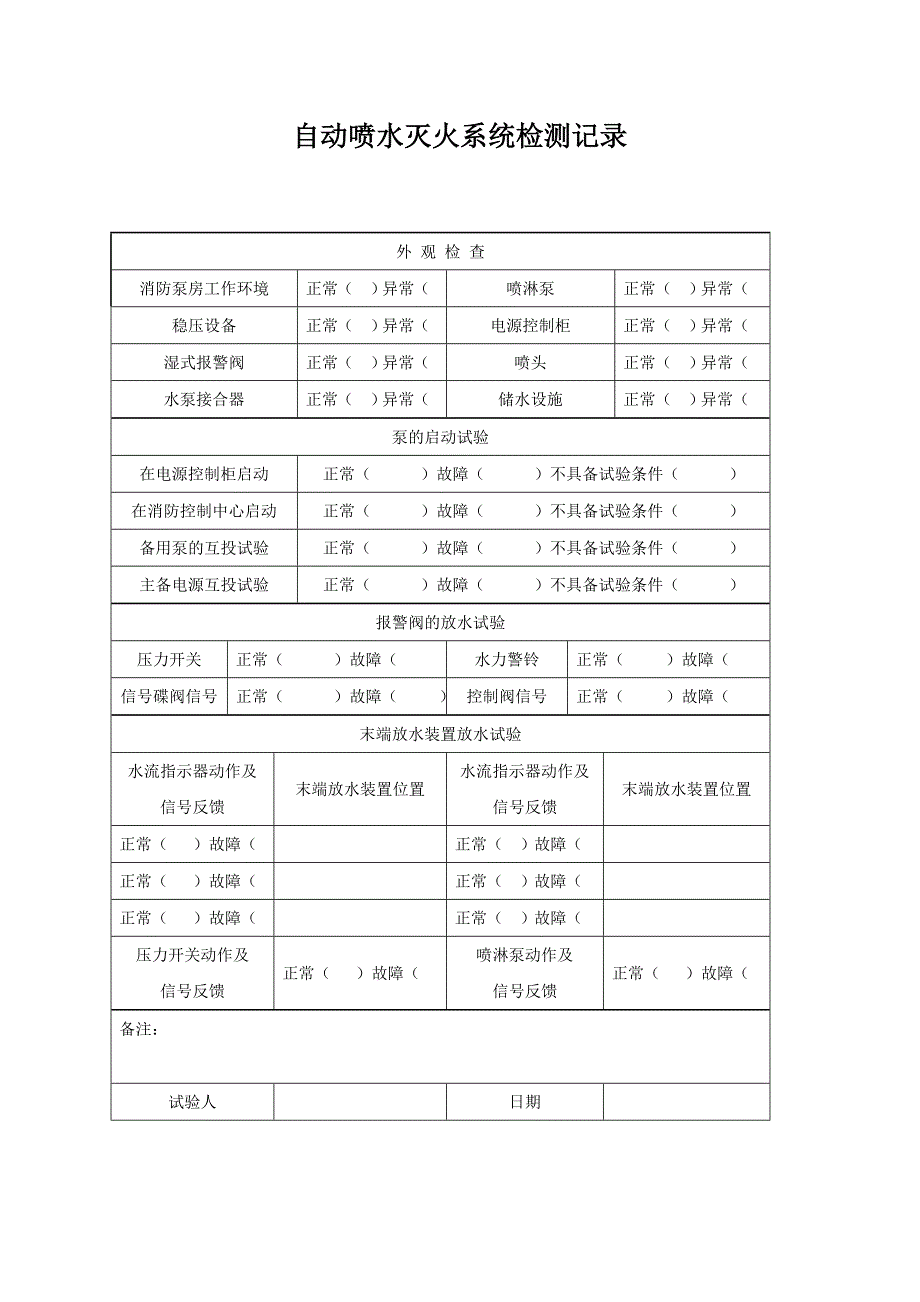 消防维保检查记录表_第4页