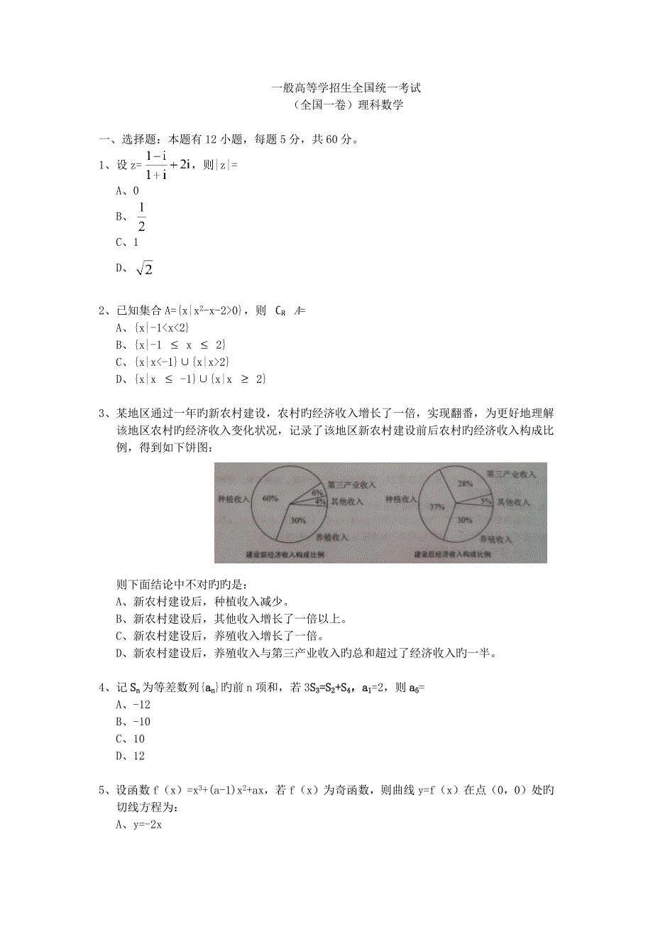 Ⅰ理科数学高考模拟真题_第1页