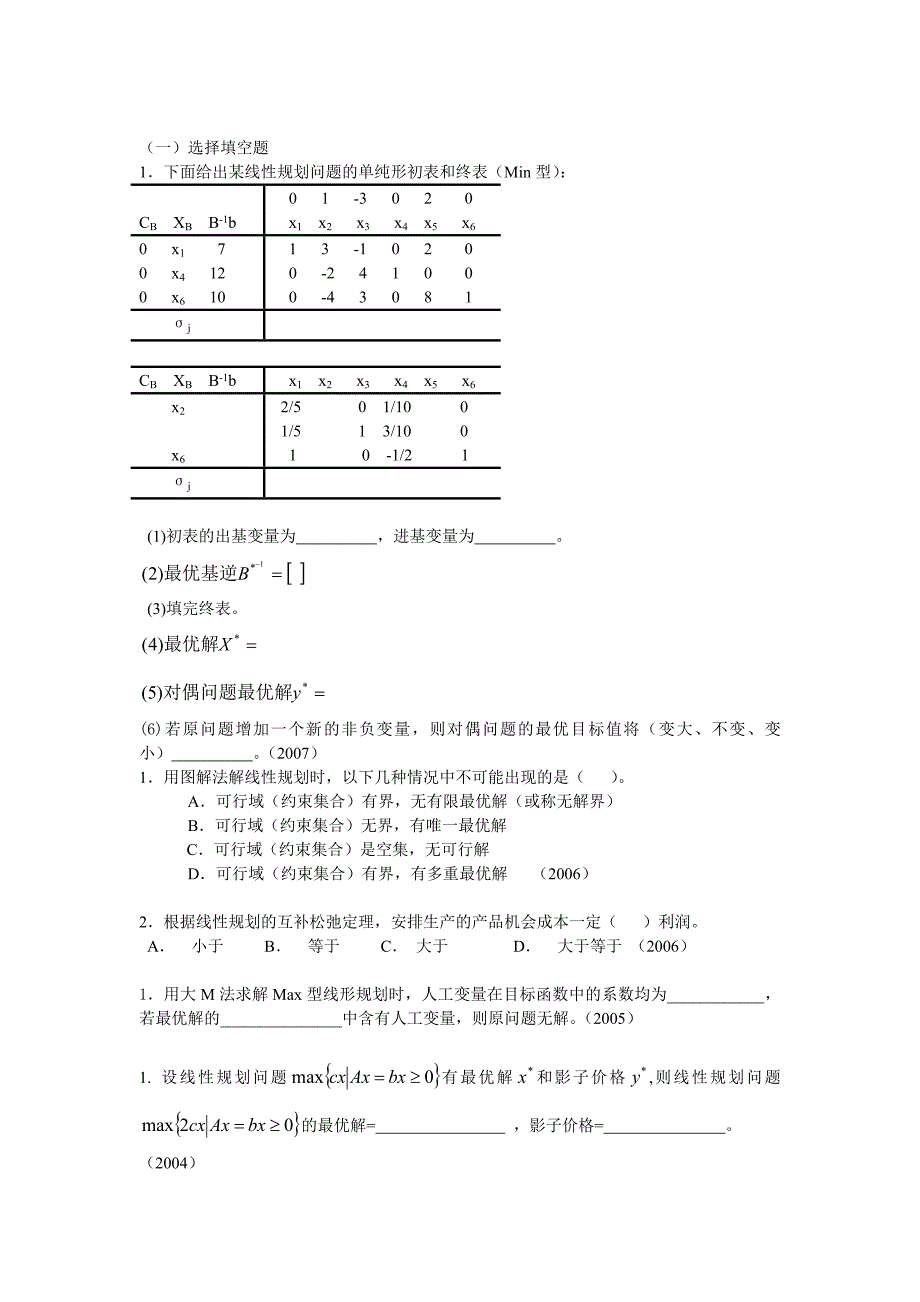 天大运筹学考研历年试题分类.doc_第1页