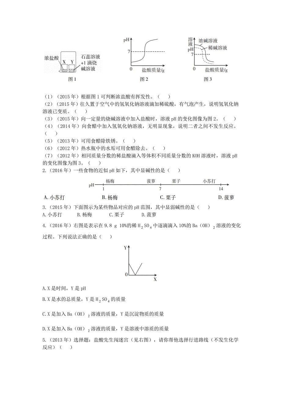 广东中考化学第一部分基础过关课时12酸和碱考点突破_第5页