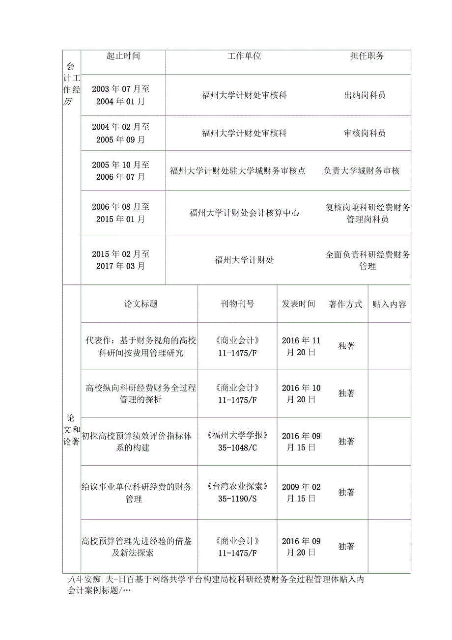 申报高级会计师职务任职资格情况表_第2页